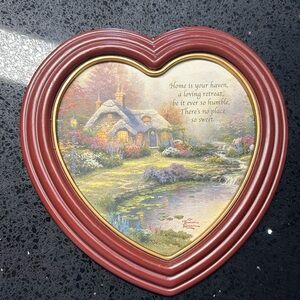 Thomas Kinkade Bradford Exchange “Home Sweet Home” Framed Resin Heart Nu…
